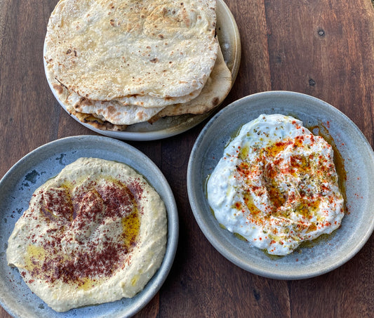 Baba Ganoush med hjemmelavede fladbrød